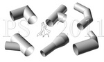 Cylinders and cones as pipes (developable surfaces).